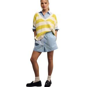 MAEVE Anthropologie Yellow/White Striped Knit Top Sweater - Size L